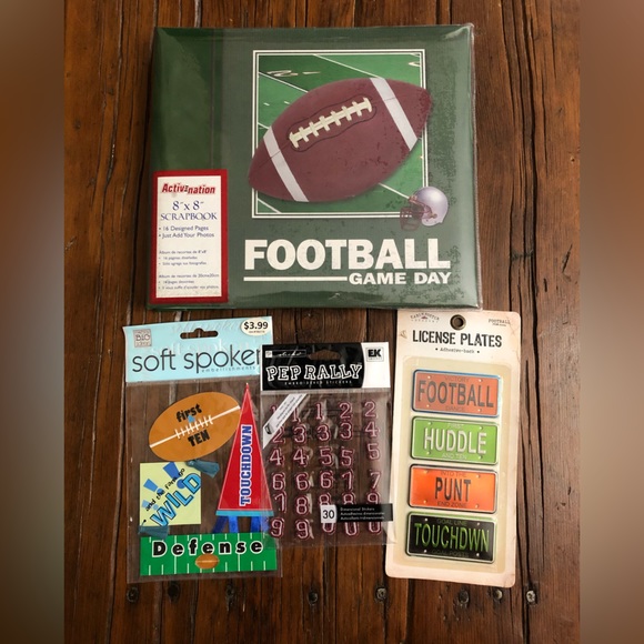 Me & My Big Ideas Other - Football Themed Scrapbook 8” x 8” and Sticker Bundle